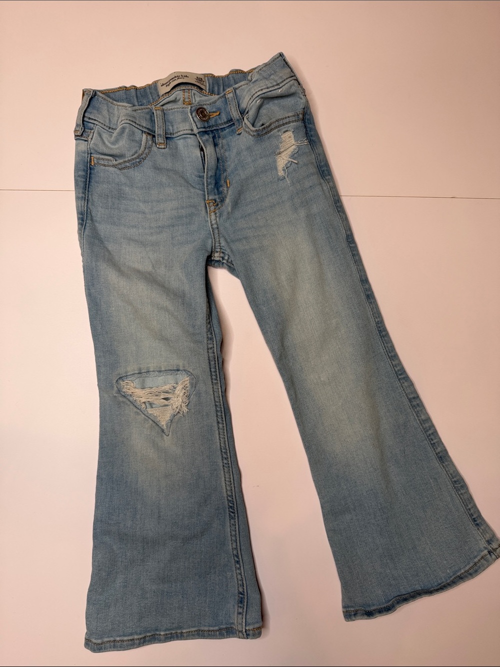 Abercrombie Light Blue Distressed Flared  Jeans